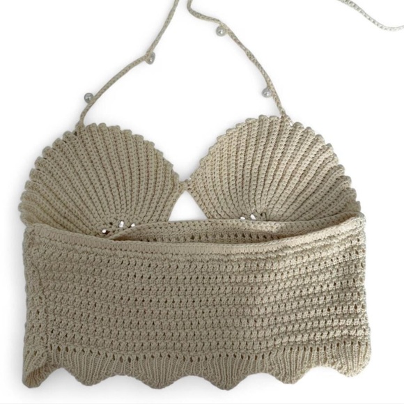 Meshki Cream Crochet Kira Shell Knit Top - Picture 7 of 7